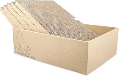 Produktbild von Famanu Kratzbretter 5 Stück aus recycelbarem Wellpappe - Katzenkratzbrett 43 x 25,4 x 12,7 cm - doppelseitige Katzenkratzbox