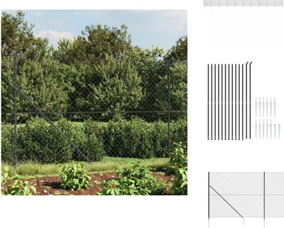 Produktbild von vidaXL Maschendrahtzaun mit Bodenhülsen Anthrazit 1,6x25 m -  Zaunfelder