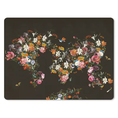 Produktbild von MuchoWow® Mauspad Mousepad Weltkarte - Blumen - Insekten 40x30 cm - Mousepads - Maus Mat - Pad - Mausunterlage - Anti Rutsch