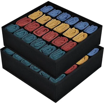 Productafbeelding van Opbergboxen, ladeverdelers, 24 vakken, 2 stuks, zwart, 30x30x9 cm