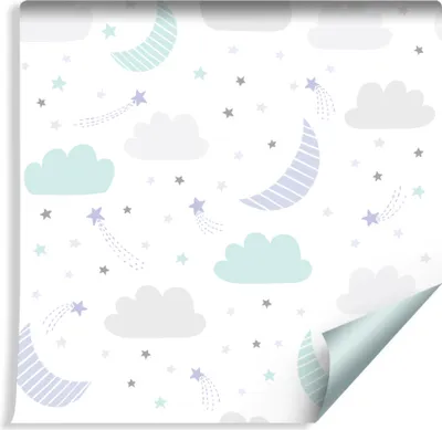 Obrázok produktu pre 10m VLIES WALLPAPER rolka škôlka hviezdy mraky mesiace XXL