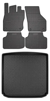 Productafbeelding van Rubberen automatten + kofferbakmat voor Skoda Octavia IV vanaf 2020 (stationwagen) – 5-delig, zwart, op maat – Wielganizator SolidPRO