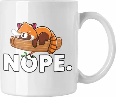 Produktbild von Trendation - Fauler Roter Panda Tasse Musik Kinder Geschenkidee für Jungs Mädchen Lustige Grafik Nope (Weiß)