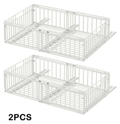 Produktbild von Verstellbarer Schrank Organizer - Hängeschublade unter dem Schrank - bohrfreie Montage - platzsparende Aufbewahrung für Küche Büro Schlafzimmer - Stahl - weiß