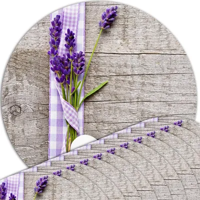 Immagine prodotto di Set di 12 tovagliette lavabili rotonde effetto legno lavanda