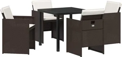 Obrázok produktu pre vidaXL Záhradný jedálenský set s vankúšmi 5 ks hnedý polyratan