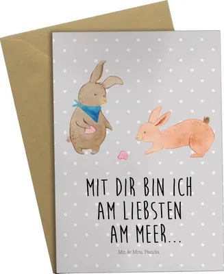 Produktbild von Mr. & Mrs. Panda babykarte Hasen Muschel - Grau Pastell - Geschenk, BFF, weihnachtskarten, Muscheln, hochzeitskarten, vatertagskarte, Muttertag, osterkarte, Freundin