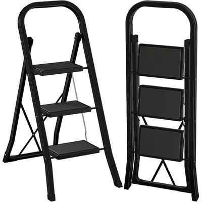 Immagine prodotto di Scala pieghevole a 3 gradini EBSL03BK, 46,5 x 73,5 x 105,3 cm, nera