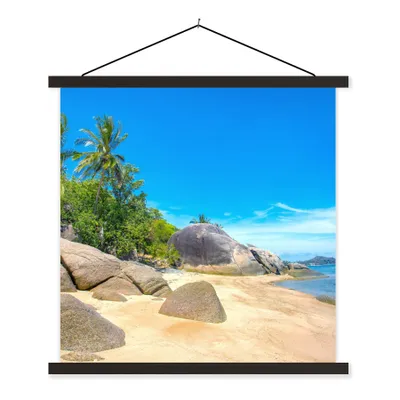 Produktbild von MuchoWow® Textilposter Strand - Tropen - Meer - Pflanzen 40x40 cm mit schwarzem Rahmen - Fotos