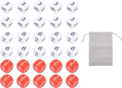 Obrázek produktu pro sada 30 ks kostek bílé červené barvy 6 stran standardní kostky pro vzdělávání 16mm plast pro stolní hry učení matematiky