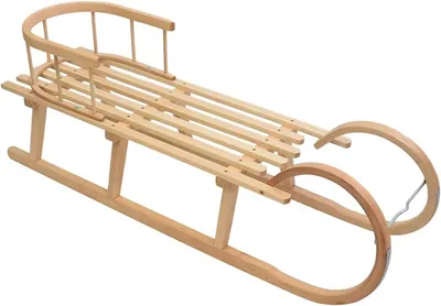 Produktbild von Holzschlitten | Hörnerrodel 120 cm mit Rückenlehne | Schlitten Kinder Holz | Kinderschlitten aus Holz | Perfekt für Winterabenteuer bis 200 kg