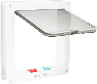 Image de Jopassy chatière chatière pour chien chatière pour chat chatière pour animal de compagnie porte en plastique ABS chatière multi-verrouillage blanc M 20x19,2x5,5cm Tout temps
