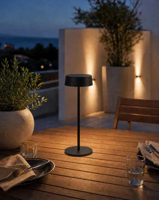Produktbild von Northpoint Elegante LED Akku Tischleuchte Dimmbar Kabellos Metallgehäuse IP54 schwarz