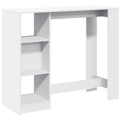 Image de Table de bar et étagère blanc 124x46x103,5 cm bois d'ingénierie