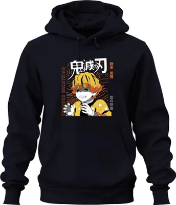 Zdjęcie produktu dla Zenitsu Demon Slayer Anime Manga Crying Lightning Gift Japan Y2K Streetwear Uni Bluza z kapturem, Granatowy, XXL