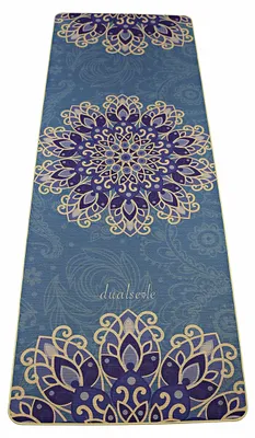Image de Tapis de yoga écologique en jute et caoutchouc naturel, avec sangle de transport, dimensions : 68 x 0,5 cm