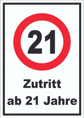 Produktbild von Zutritt ab 21 Jahre Aufkleber A0 (841x1189mm)