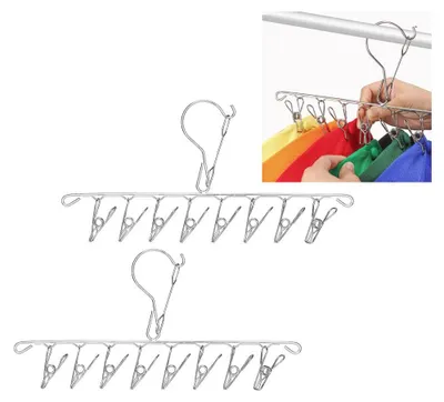 Hoedenorganizer 2er-Set mit 16 Clips, Edelstahl