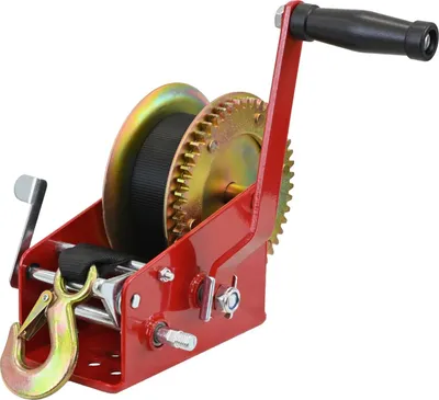 Produktbild von Gurtwinde 1600 kg Gurtlänge 10 m Gurtbreite 5 cm mit Lasthaken Sperrhebel Handkurbel ergonomisch