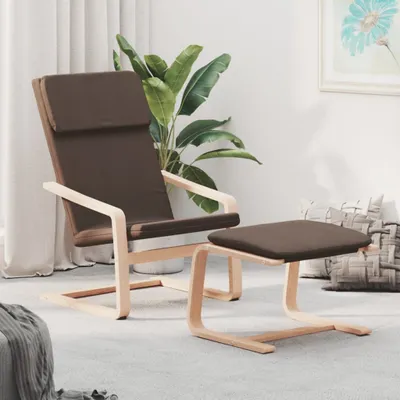 Produktbild von The Living Store Relaxsessel mit Hocker Dunkelbraun Stoff