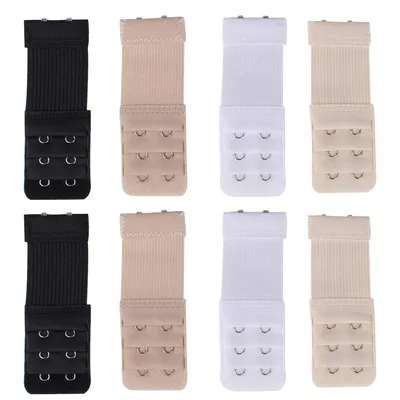 Obrázek produktu pro 8 ks dámských měkkých podprsenek, 2 háčky podprsenky Elastický prodlužovač, 3,9 "x1,3" (černá, bílá, béžová, světle béžová)