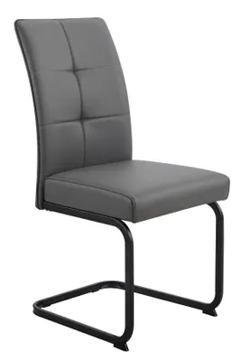 Produktbild von Hela Tische, Esszimmerstuhl Freischwinger Malta, Bezug Kunstleder Grau, ergonomischer Rücken mit Steppung, Vierkantgestell Schwarz, 120kg belastbar