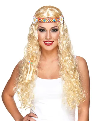 Produktbild von Lange blonde Hippie-Perücke für Damen