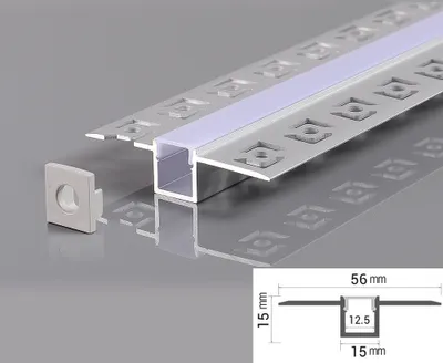 Produktbild von 2 M Alu Profile Alu Schiene Profil mit Milchglas Abdeckung Rigips Trockenbau profil für LED-Streifen Profil T