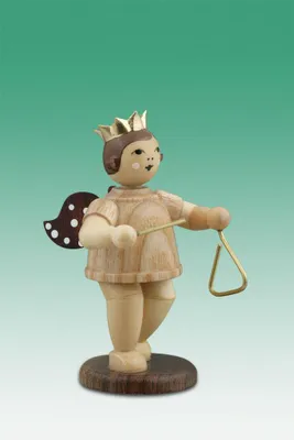 Produktbild von Holzfigur Musikantenengel mit Triangel natur ohne Krone Höhe 6cm NEU
