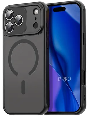 Image de Coque pour iPhone 17 Pro, Protection avec Anneau Magnétique et Vitre Caméra - Translucide Noir