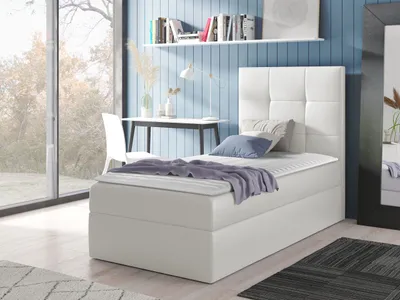 Obrázek produktu pro Hotelová jednolůžková postel 100x200 ROSALINDE - bílá , pravé provedení + topper