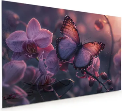 Produktbild von Küchenrückwand Spritzschutz Glas mit Motiv Schmetterling Blüte 40 x 40 cm