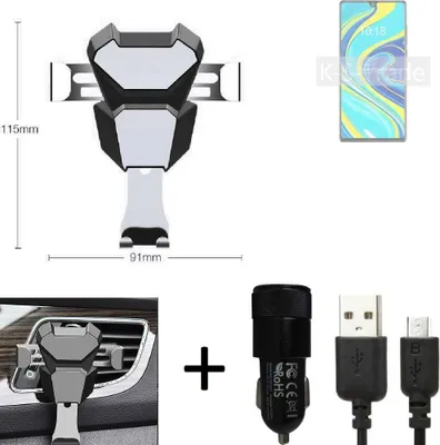 Produktbild von K-S-Trade KFZ Halterung kompatibel mit Cubot P40 Halterung Lüftungshalterung Lüftungsschlitz schwarz-silber Autohalterung Handy inkl. KFZ Ladegerät