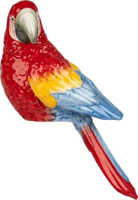 Produktbild von Dekofigur Papagei Kantensitzer rot L. 23cm aus Steingut handbemalt Formano S26