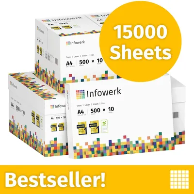 Productafbeelding van NIEUW: Infowerk Printerpapier Kopieerpapier 15000 Vel 30 x 500 A4 Premium Extra Wit CIE 160 Testwinnaar PEFC-gecertificeerd