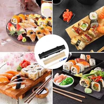 Produktbild von Sushi Maker Set zum Selbstmachen, 6-teiliges Set für Anfänger, inklusive Bambusmatte und DIY-Roller