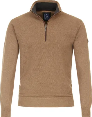 Produktbild von REDMOND Casual Herren Troyer Zipper Comfort Baumwolle Camel 3XL