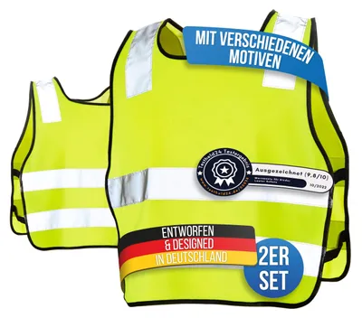 Obrázek produktu pro LAUTER SCHUTZ® Reflexní vesta pro děti (3-12 let), bezpečnostní vesta [2 kusy] pro lepší viditelnost ve dne i v noci, vhodná pro sport, běh, cyklistiku, cestu do školy a do auta (reflexní vesta - světlá)