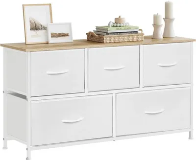 Obrázek produktu pro Komoda s 5 zásuvkami, kovový rám, bílá barva | 100x30x54 cm