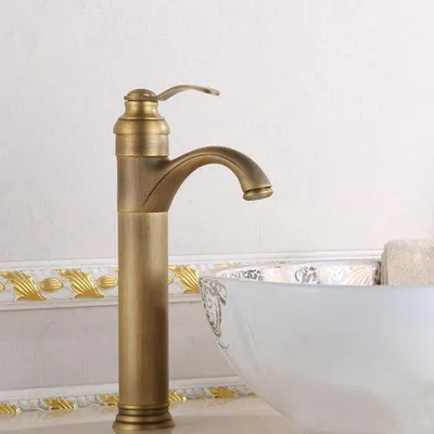 Immagine prodotto di Rubinetto da bagno in ottone anticato - Montaggio a filosezione, acqua calda/fredda, bronzo