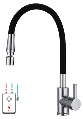 Küchenarmatur, Niederdruck, flexibler Auslauf, 2 Strahlarten, 360° drehbar