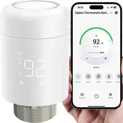 Productafbeelding van Slimme Verwarmingsthermostaat Radiatorregelaar voor Smart Home, Programmeerbaar, Besparen op Verwarmingskosten, Compatibel met Google Ho