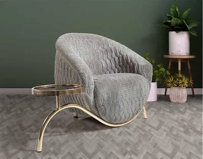 Obrázok produktu pre Šedé čalúnené jednomiestne kreslo do obývačky Elegantné 1-miestne kreslo