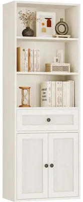 Imagen del producto de Estantería de 5 niveles con puertas y cajones, de 48 x 24 x 164,2 cm, ideal para el salón