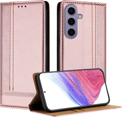Image de Étui pour Samsung Galaxy S24 étui en cuir avec fonction stand Rose