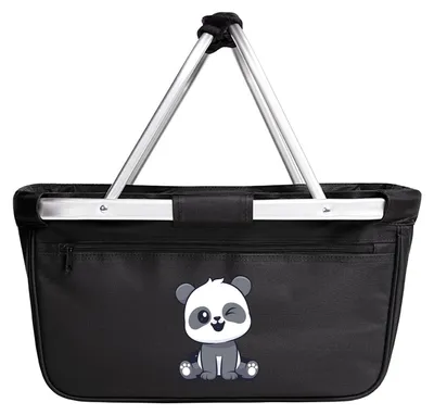 Produktbild von Huuraa Einkaufskorb Panda Comic 20 Liter Black faltbarer Tragekorb Geschenkidee