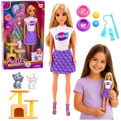 Imagen del producto de Anlily Muñeca Con Gatitos Rascador Accesorios Para Gatos Cuencos Juego De Juguetes
