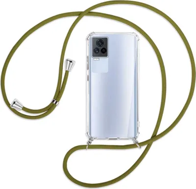Produktbild von Handykette Backcover-Schutzhülle mit Band (Metall silberfarben) für vivo IQOO 7 - khaki