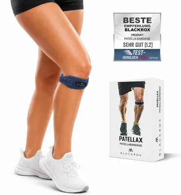 Produktbild von BLACKROX Patella Kniebandage, Patellasehnenbandage Links rechts, Patellabandage Silikon Damen Herren antirutsch, Fitness, Wandern, Kraftsport, Blau