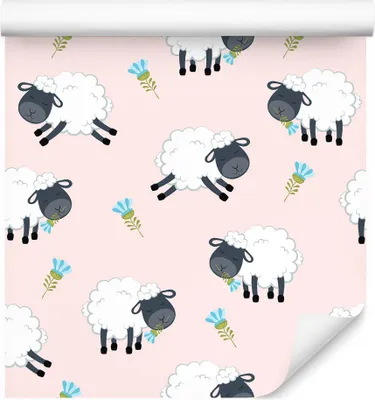 Immagine prodotto di 10m VLIES WALLPAPER rotolo vivaio animali pecore fiori prato natura XXL